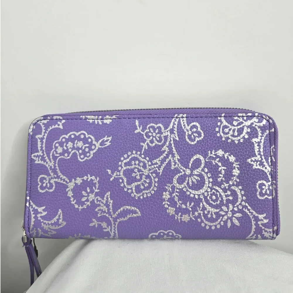 Vera Bradley NWT Essential Continental Wallet Cotswolds Dahlia purple silver - Picture 2 of 14